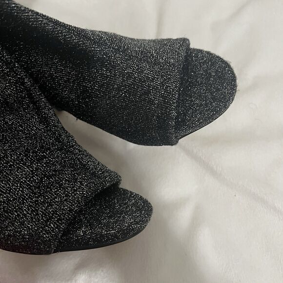 Steve Madden Rakel Sparkly Sock Bootie Size 6.5 M Black Silver Glitter Party - Picture 8 of 10